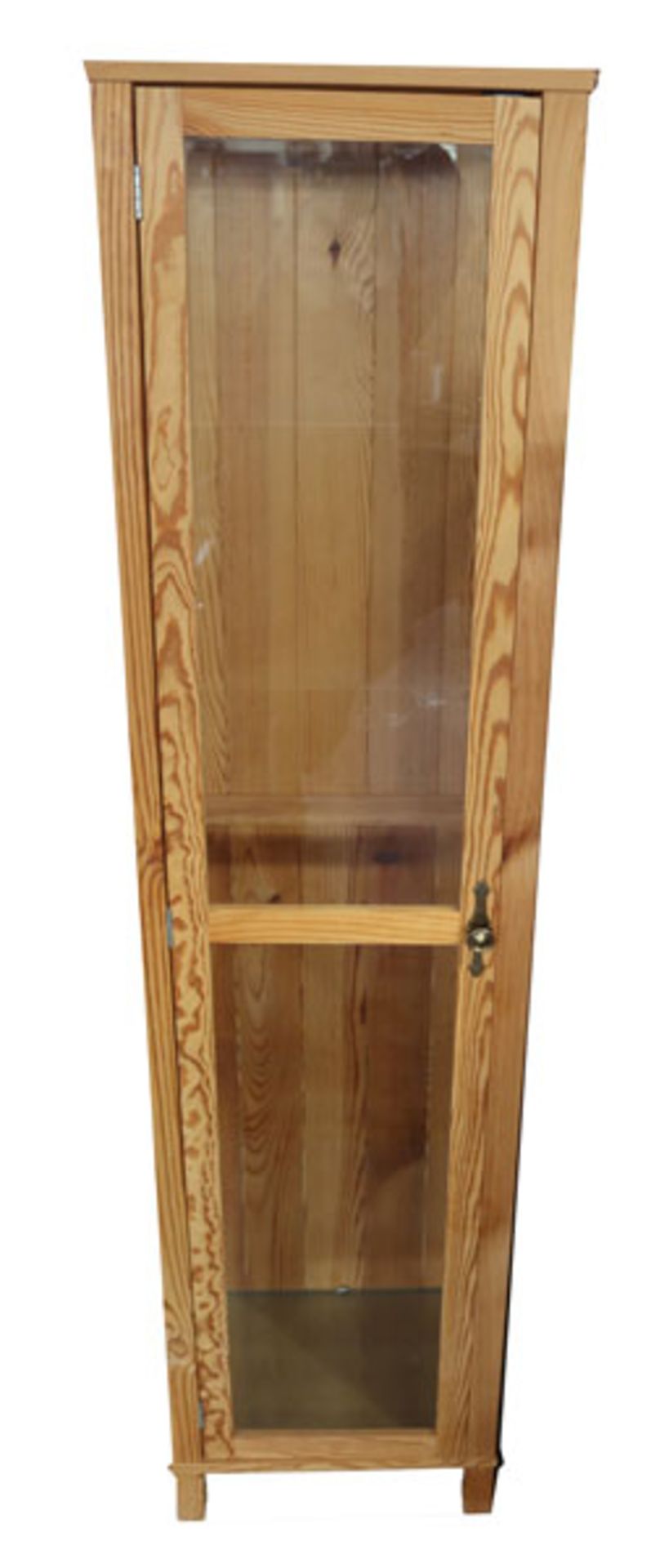 Vitrinen-Schrank, Nadelholz, Korpus mit verglaster Tür und Seiten, Glasböden, H 178 cm, B 44 cm, T