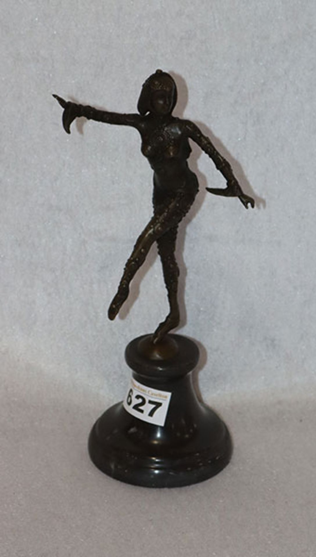 Bronze Figur 'Tänzerin', auf Marmorsockel, H 25 cm