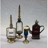Glas/Metall Zier-Flakons und Kerzenleuchter, H 12,5/27 cm, Gebrauchsspuren