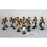 16 Zinnfiguren, 5,4 cm, vollplastisch 'Napoleon I. mit Gardemusik'