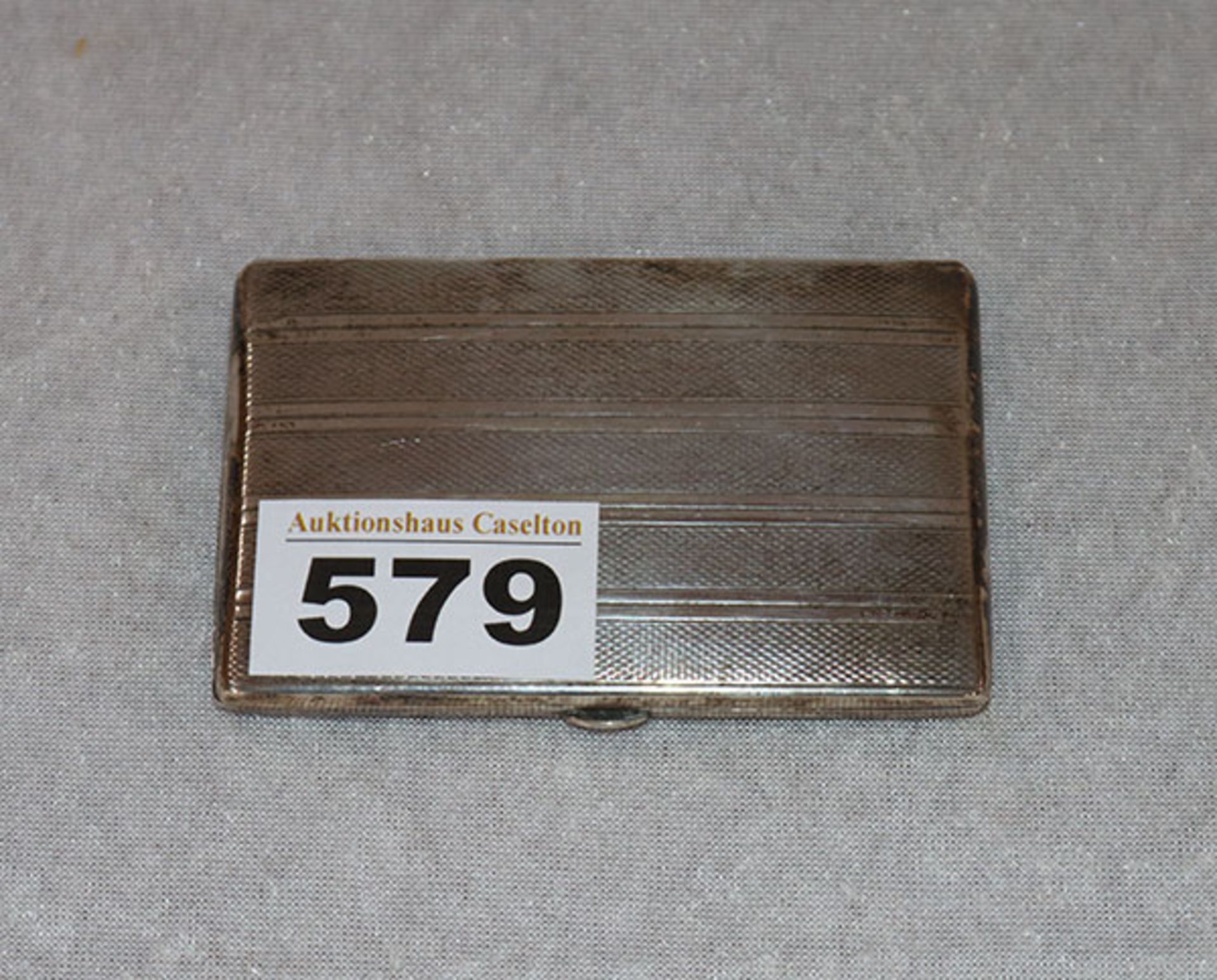 Etui, 835 Silber, 84 gr., außen fein graviert, 8,5 cm x 5,5 cm, Gebrauchsspuren
