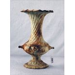 Metall Vase mit Rostflecken, H 41 cm, D 23 cm, Altersspuren
