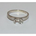 14 k Weißgold Ring mit 3 Diamanten, 2,7 gr., Gr. 55