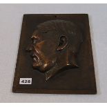 Kupferrelief 'Portrait von Adolf Hitler', bez. Paraner Jakob, Lüttich, 32 cm x 26 cm