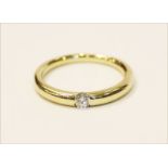14 k Gelbgold Ring mit Diamant, 3,2 gr., Gr. 52