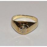 14 k Gelbgold Ring mit Diamant, 2,4 gr., Gr. 51