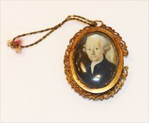 Medaillon mit feinem Portrait von 'Johann Georg Bezzel', rückseitig datiert 1799, Metallfassung