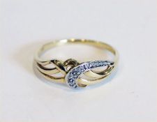 14 k Gelbgold Ring mit in Weißgold gefaßten Diamanten, 1,9 gr., Gr. 58