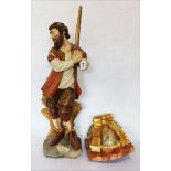 Holzskulptur 'Heiliger Isidor', farbig gefaßt, von dem Bildhauer Sebastian Demmel, Sachsenkam, H
