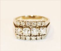 14 k Weißgold Ring mit 16 Diamanten, zus. ca. 1,5 ct., 7 gr., Gr. 59