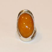 Silber Ring mit Bernstein, 14,8 gr., Gr. 52