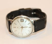 Certina Herren-Armbanduhr, Automatic, blue ribbon, Datumsanzeige, um 1960/70, intakt, an schwarzem