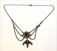 Silber Collierkette mit kleiner Koralle, 22,5 gr., L 46 cm