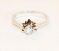 14 k Weißgold Ring mit Diamant, ca. 0,22 ct., Gr. 56, 3,48 gr.