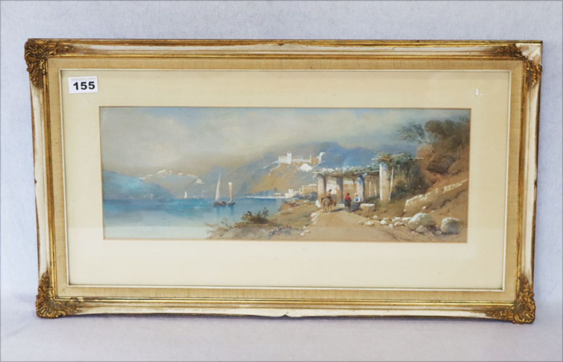 Aquarell 'Südländische Szenerie', signiert L Rowbotham, Thomas Charles Leeson, * 1823 + 1875, mit