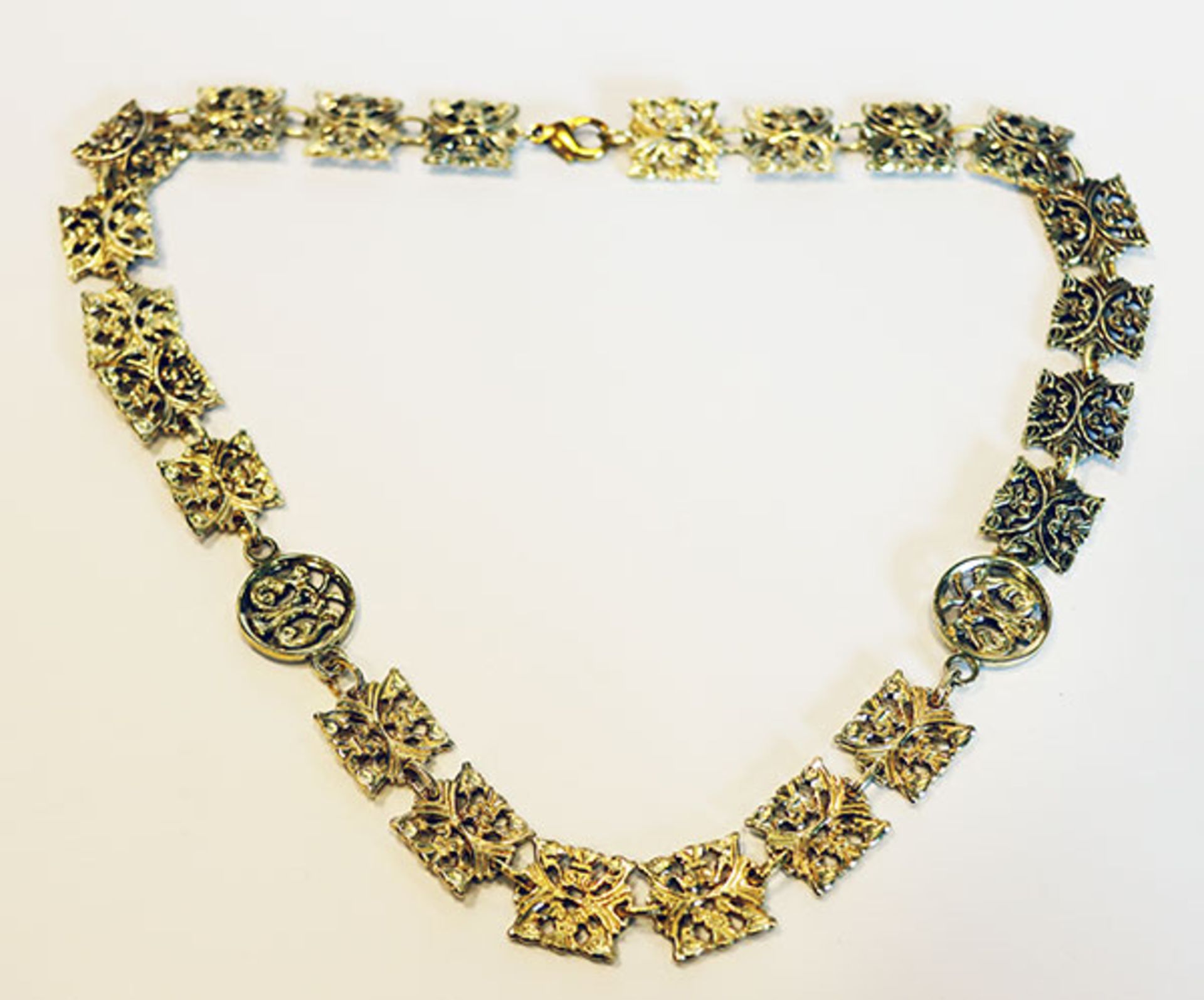 Collierkette, 835 Silber/vergoldet, 66 gr., L 50 cm