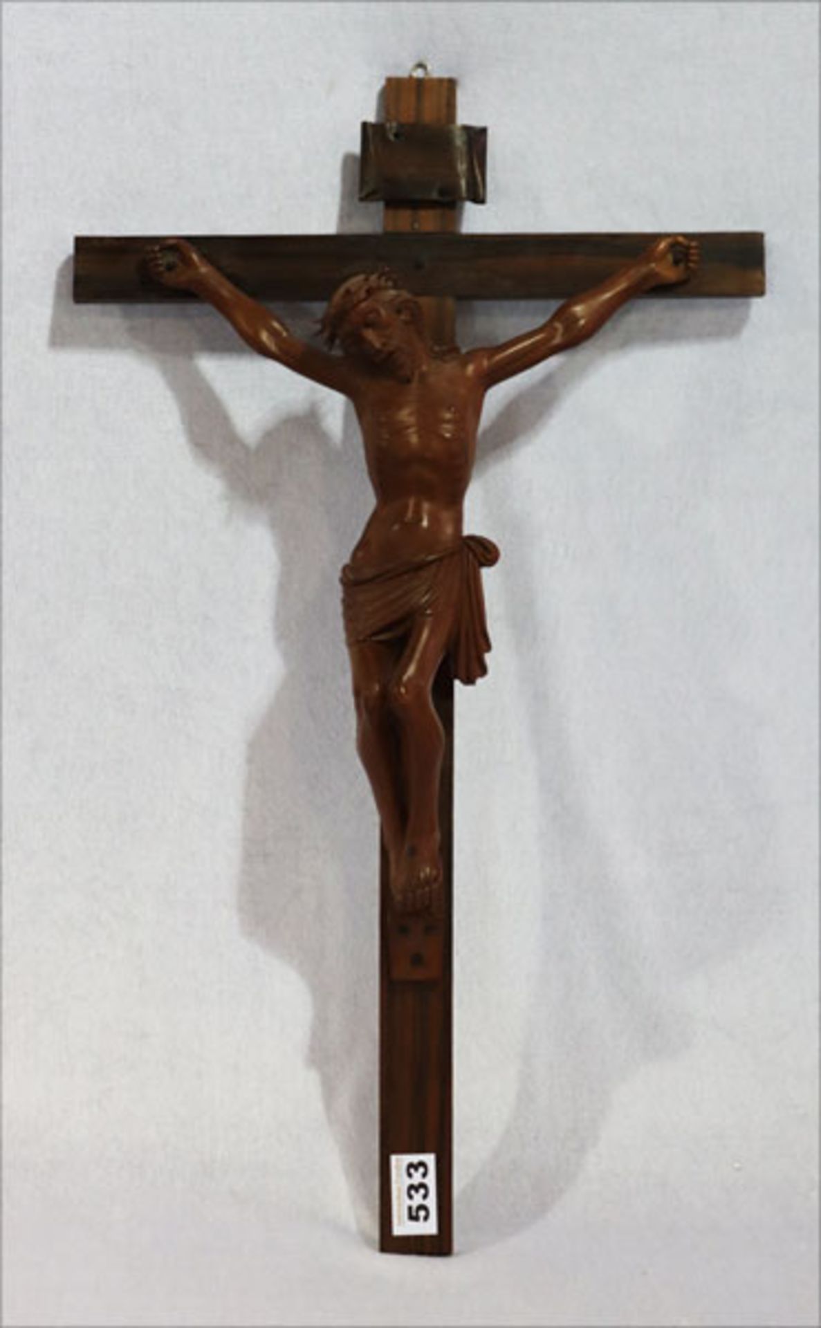 Holzkreuz mit Korpus Christi, gebeizt, 57 cm, B 34 cm