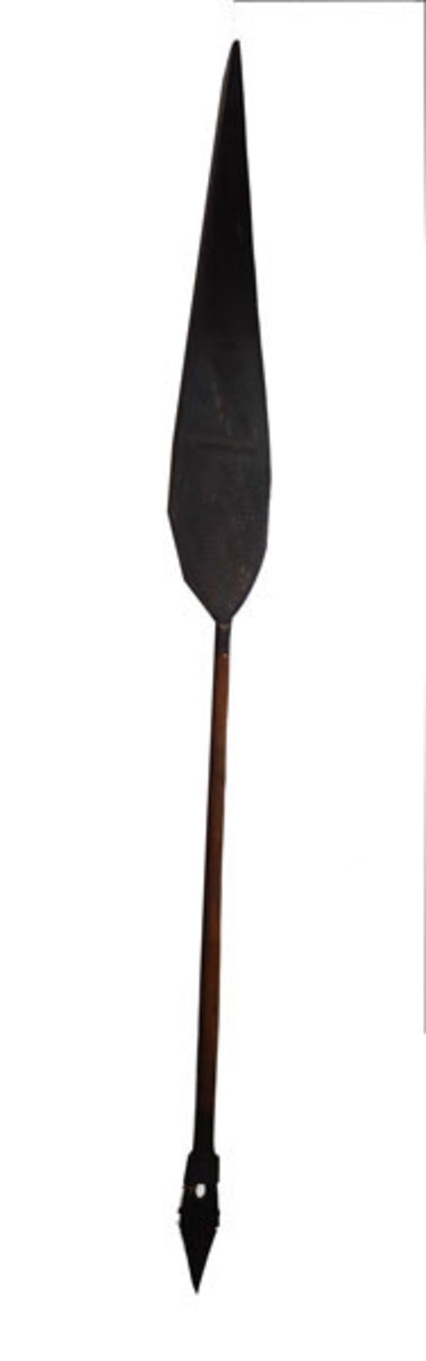 Afrikanischer Speer, verziert, L 148 cm, Alters- und Gebrauchsspuren, kein Versand, Abholung oder