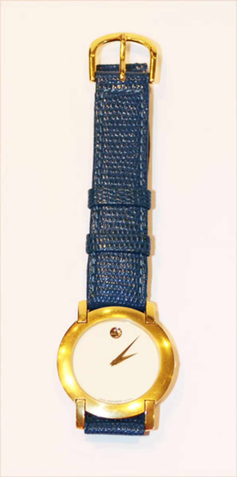 Movado, Schweiz, Quartz Damen-Armbanduhr, an blauem Armband, wenig getragen