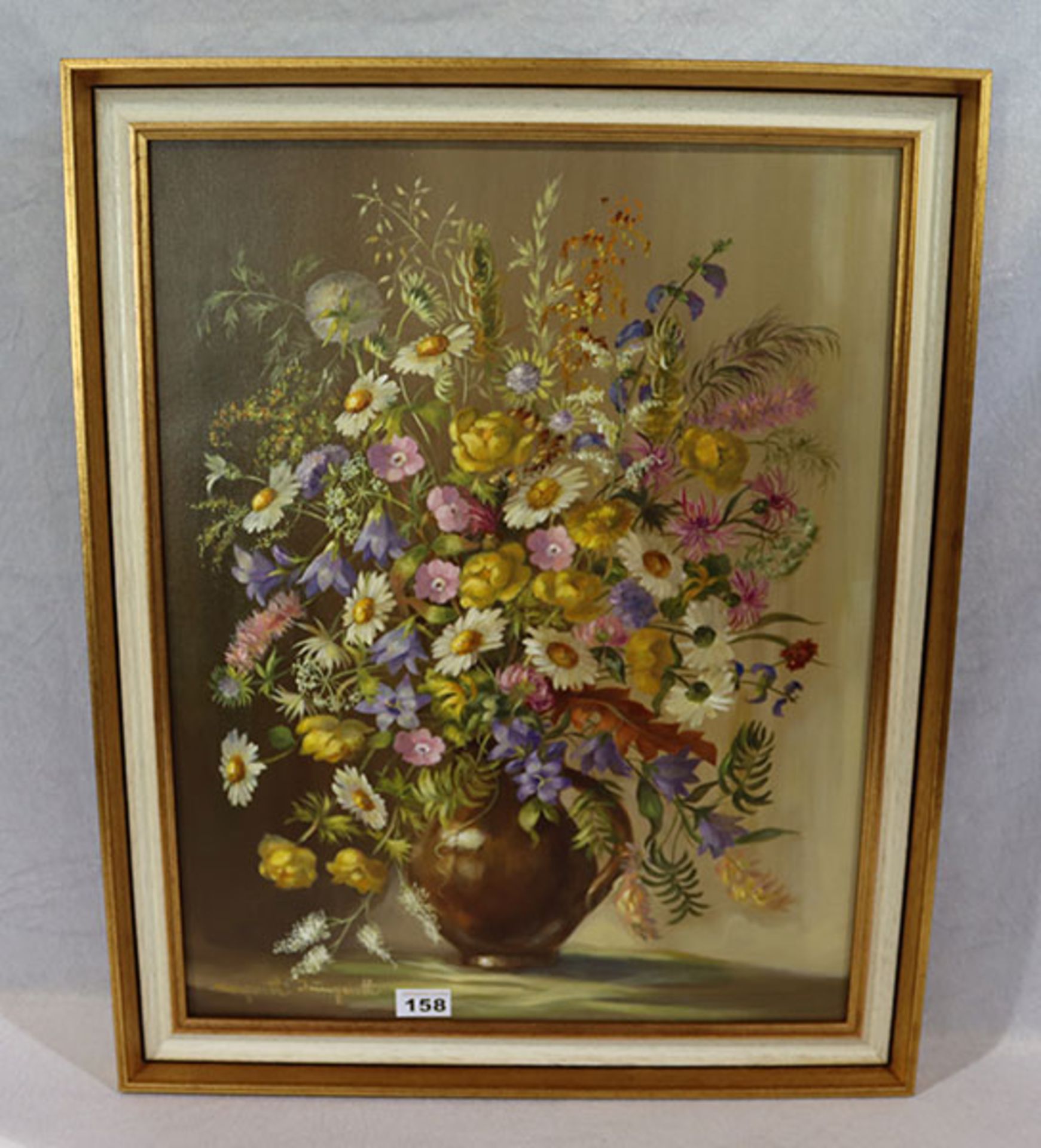 Gemälde ÖL/LW 'Sommerblumen in Vase', signiert Margarethe Jungwirth, gerahmt, incl. Rahmen, H 70