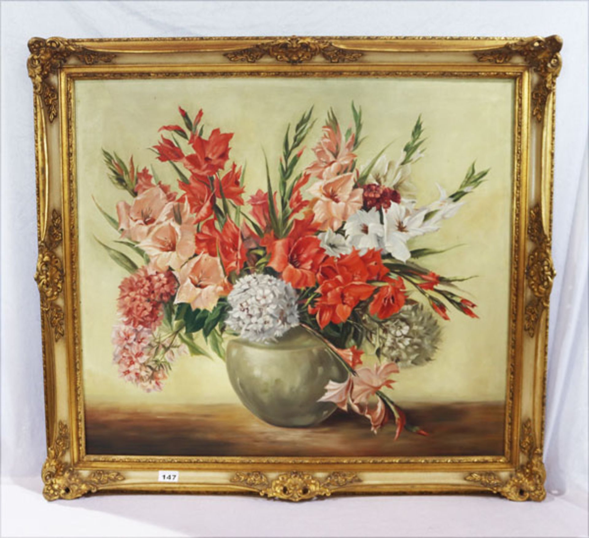 Gemälde ÖL/LW 'Sommerblumen in Vase', signiert Schöffl, nach dem Original von Schwaiger, gerahmt,
