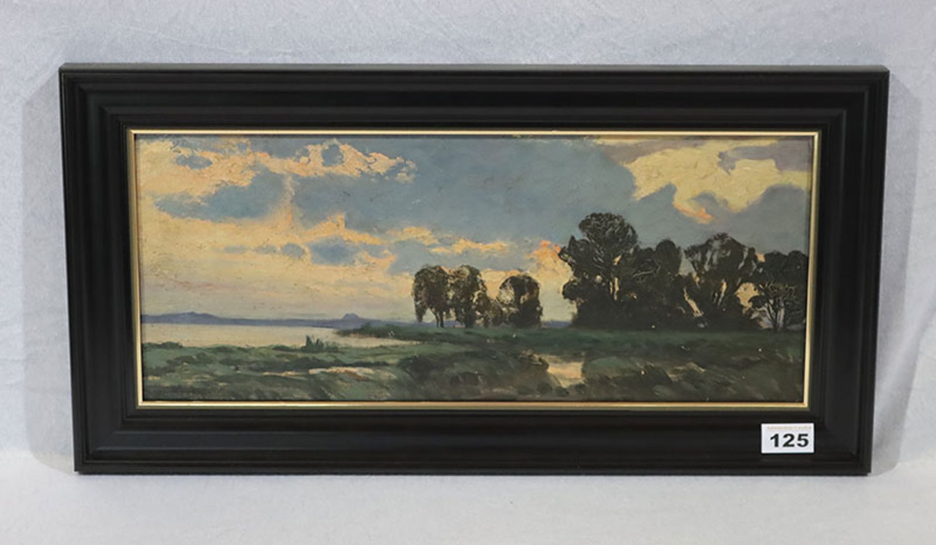 Gemälde ÖL/Malkarton 'Küsten-Szenerie', signiert G. von Hoven, Gottfried von Hoven, * 1868 Frankfurt