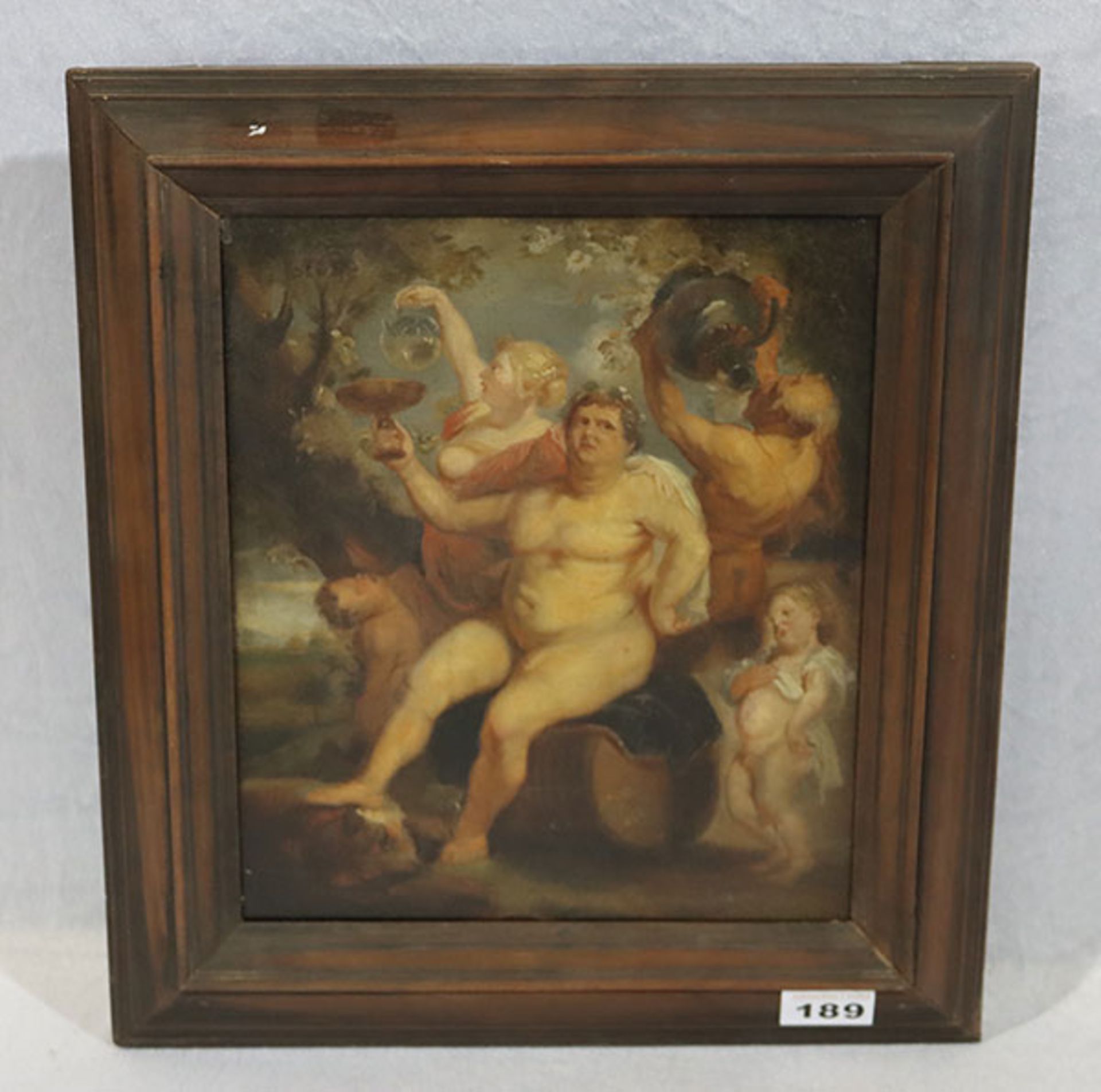 Gemälde ÖL/Holz 'Bacchus', gerahmt, Rahmen bestossen, incl. Rahmen 40,5 cm x 37 cm