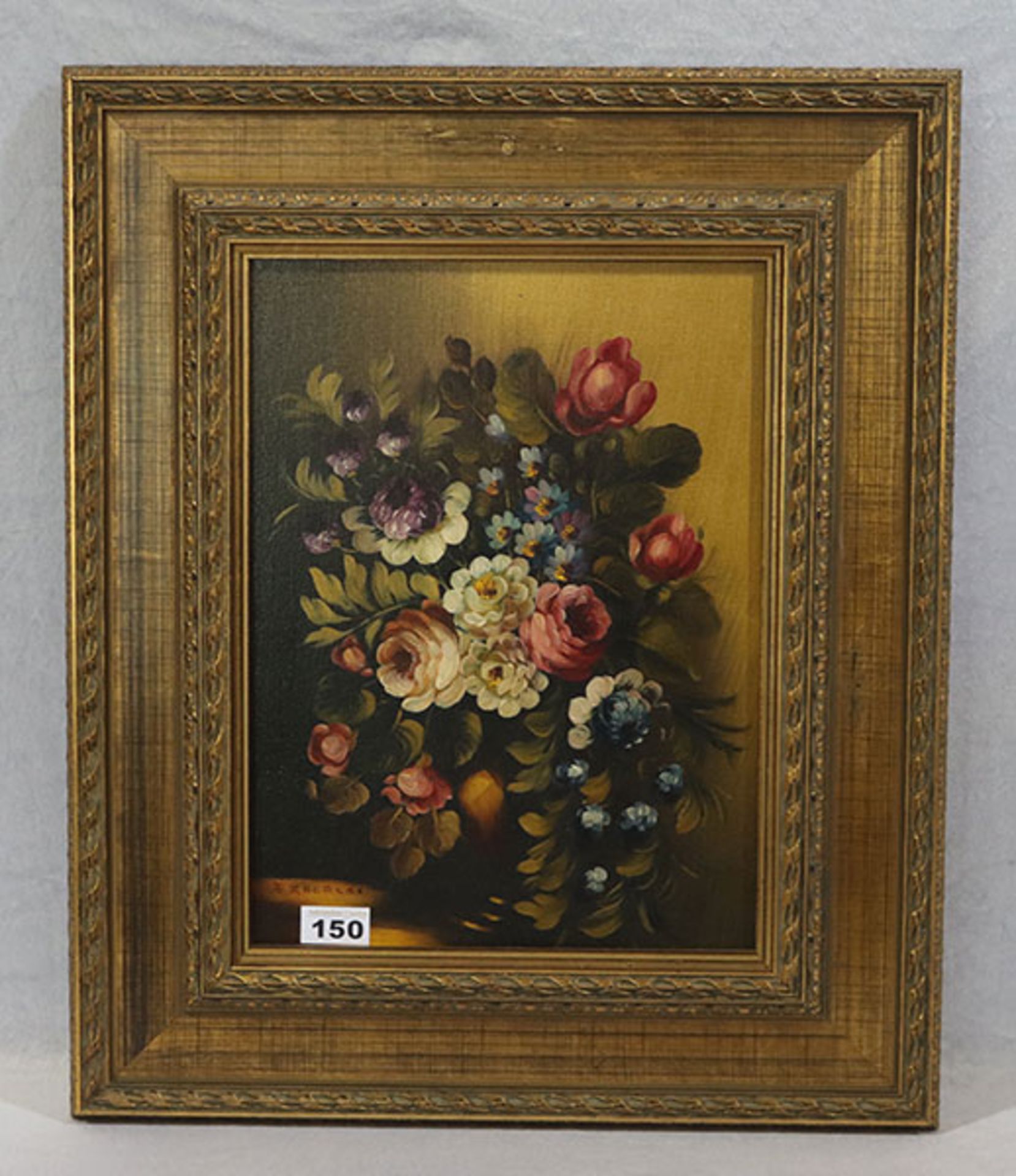 Gemälde ÖL/LW 'Blumenstillleben', signiert Fracassi, gerahmt, incl. Rahmen 58 cm x 50 cm