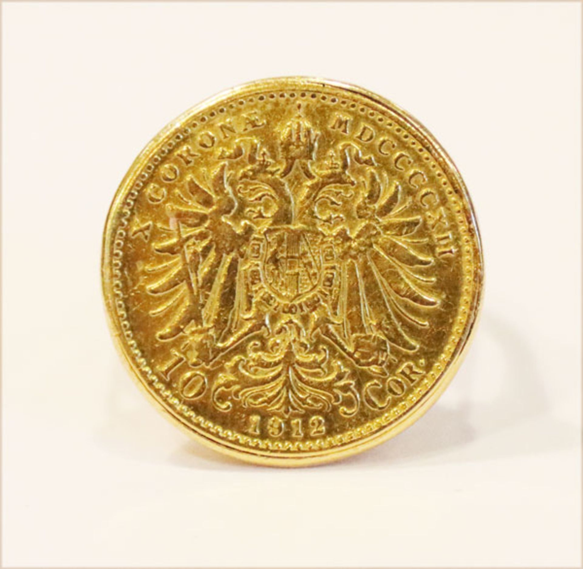 18 k Gelbgold Ring mit 23 ct. Goldmünze, 7,8 gr., Gr. 54