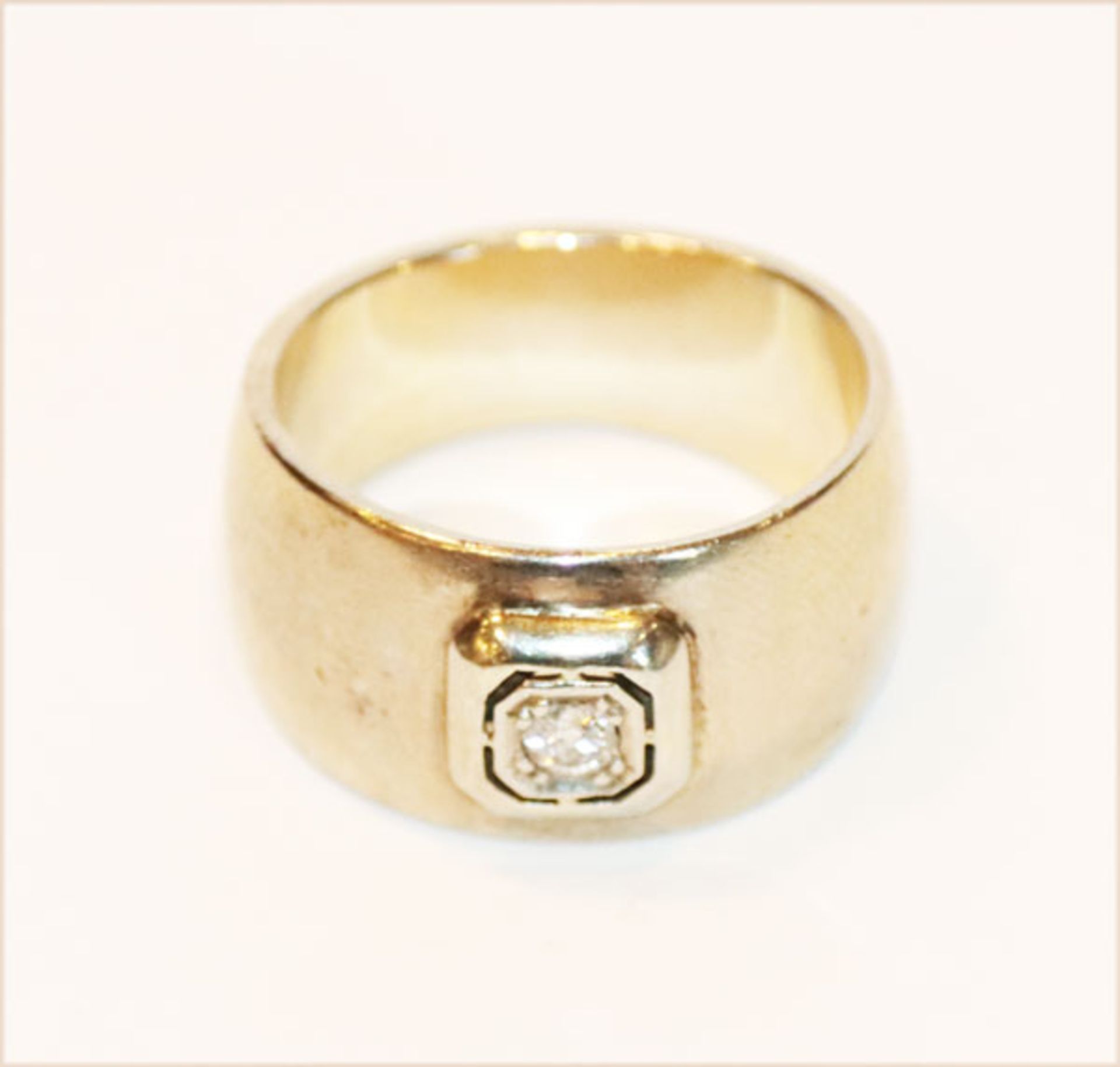 18 k Weißgold Ring mit Diamant, 13 gr., Gr. 58