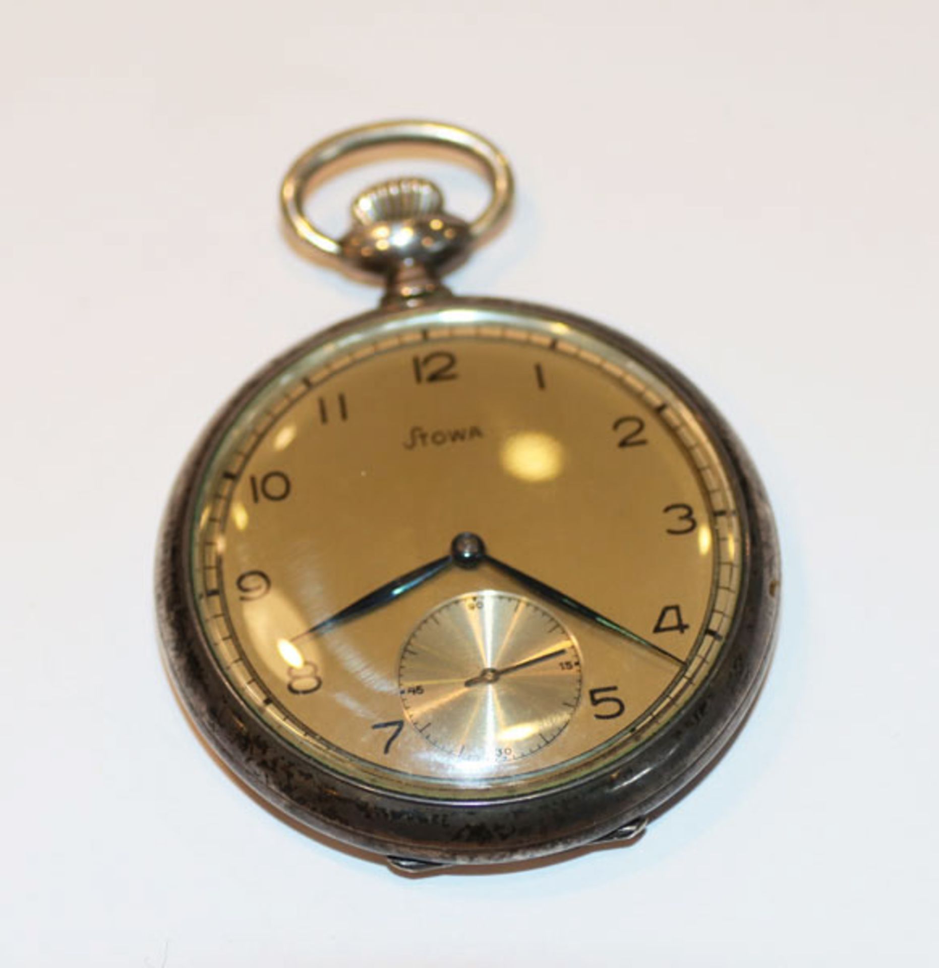 Stowa Silber Taschenuhr, intakt, D 5 cm, Tragespuren