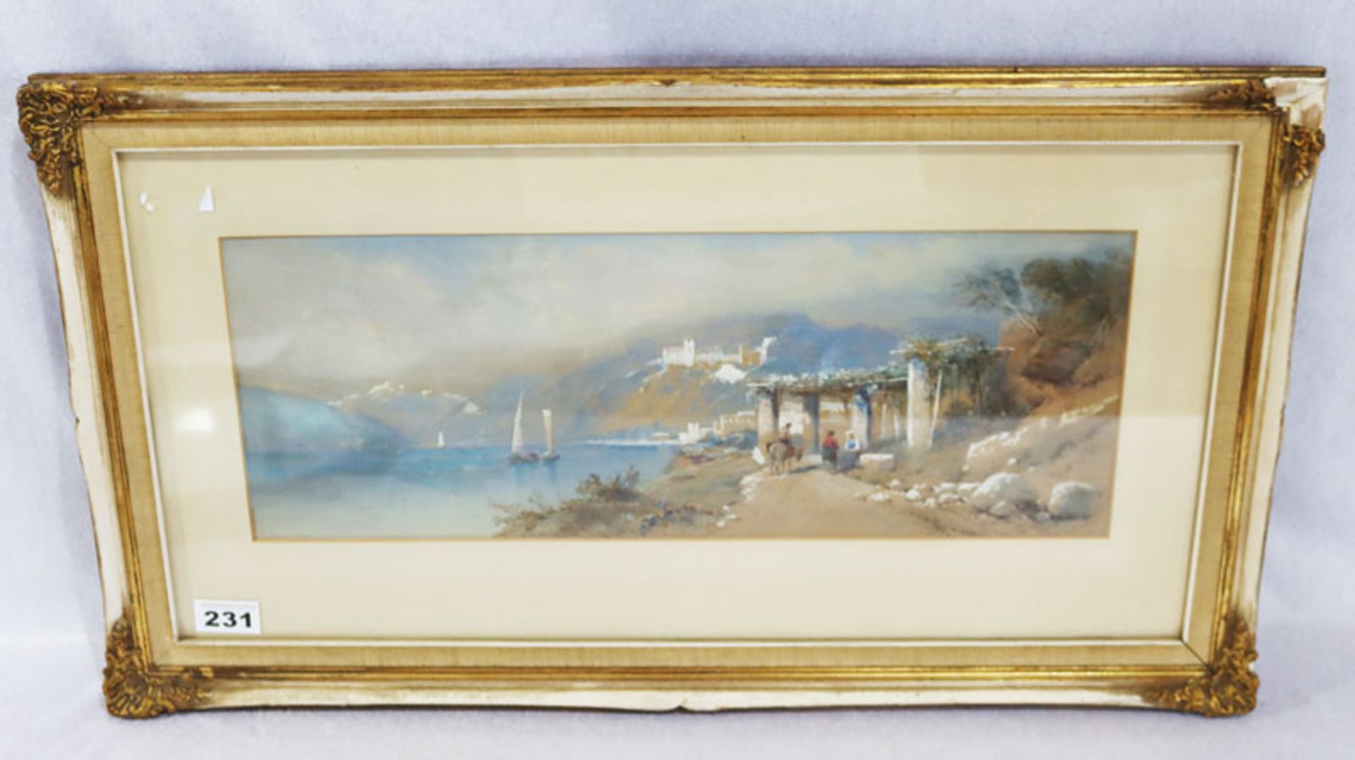 Aquarell 'Südländische Szenerie', signiert L Rowbotham, Thomas Charles Leeson, * 1823 + 1875, mit