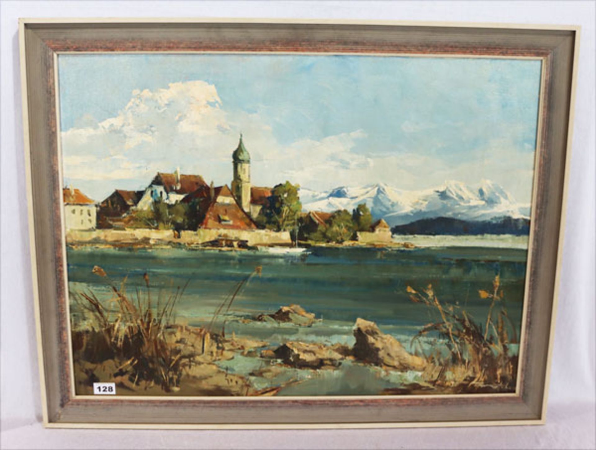 Gemälde ÖL/LW 'Fraueninsel, Chiemsee', signiert Trätzel, Robert, * 1913 München + 1986 München,