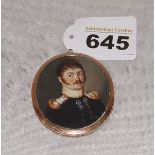 Medaillon-Anhänger mit Miniaturbild 'Soldat' und rückseitig mit geflochtenen Haaren und Monogramm