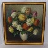 Gemälde ÖL/LW 'Blumenstrauß in Vase', signiert O. Max, gerahmt, incl. Rahmen 84 cm x 79 cm