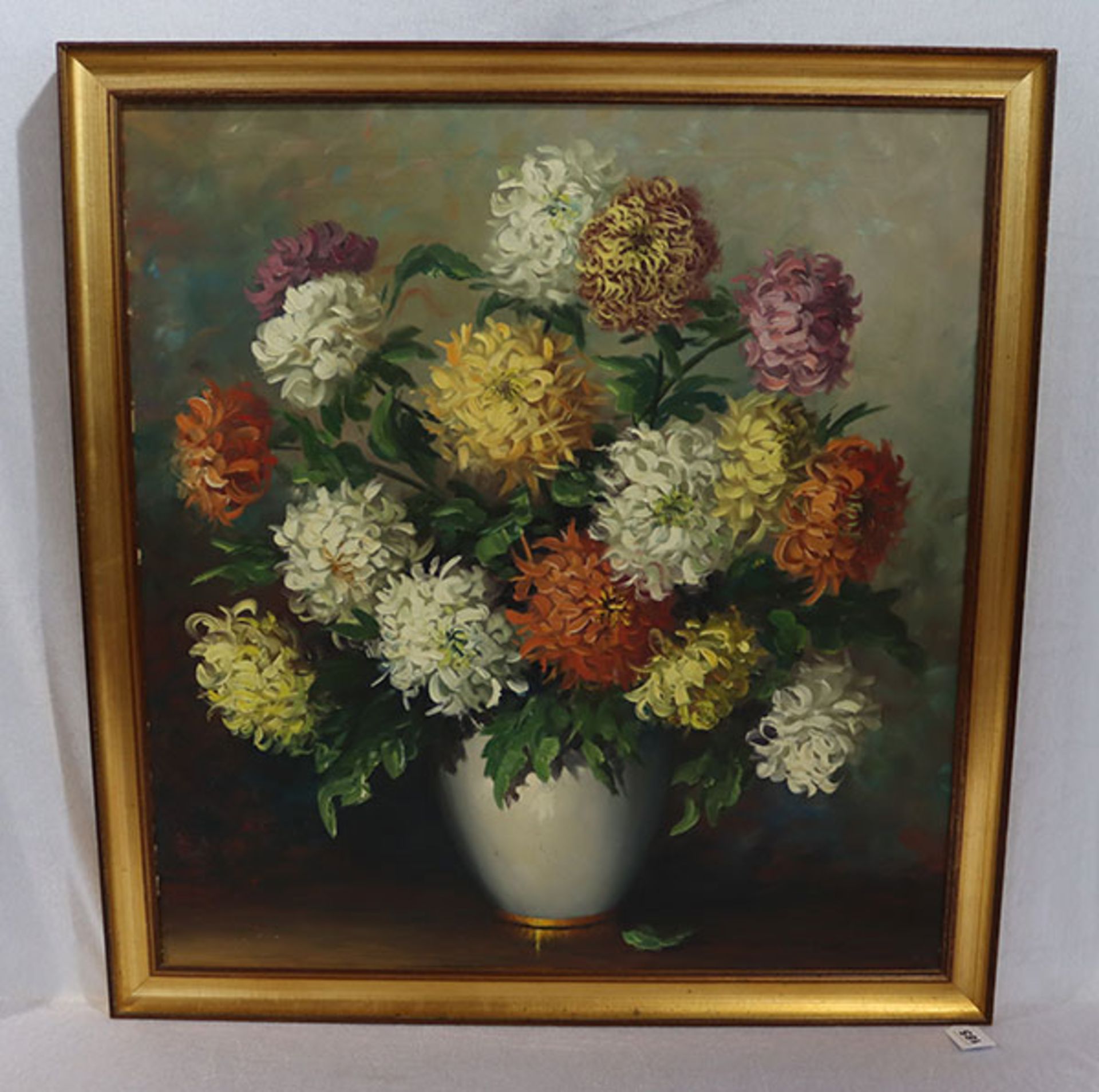Gemälde ÖL/LW 'Blumenstrauß in Vase', signiert O. Max, gerahmt, incl. Rahmen 84 cm x 79 cm
