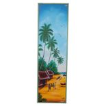 Gemälde ÖL/LW 'Madagasca Szenerie', signiert Pincedu Magtique ?, gerahmt, incl. Rahmen 215 cm x 63,5