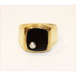 8 k Gelbgold Herrenring mit Onyx, 6,6 gr., Gr. 64, Tragespuren