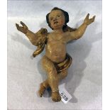 Holzfigur 'Engel', Früh 19. Jahrhundert, farbig gefaßt, H 35 cm, bestossen, ein Finger fehlt,