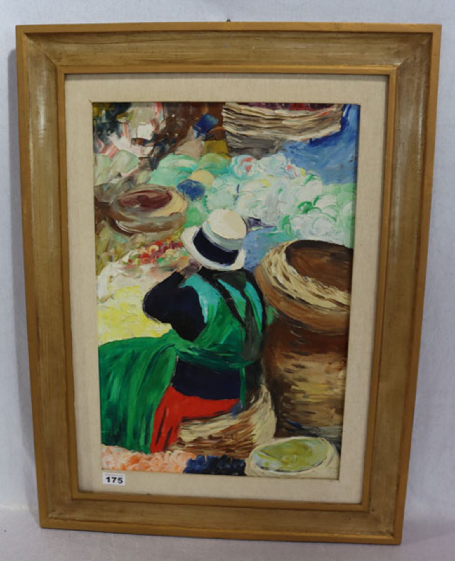 Gemälde ÖL/LW 'Markt-Szenerie', signiert Mario Berrino, * 1920 Alassio + 2011, gerahmt, incl. Rahmen