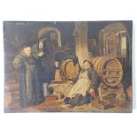 Joseph Haier (Hayer,Austrian 1816-1891) - oil on panel - A monk discovered sleeping on the job in