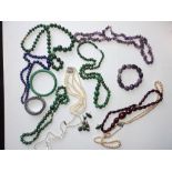 Malachite beads, other beads & costume jewellery.