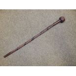 An old South African knobkerrie having spiral carved decoration, 24".
