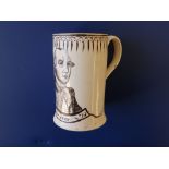 A George III creamware 'Admiral Rodney' mug, of slender cylinder form, moulded flowering leafy