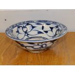 A Chinese blue & white stoneware bowl, 8" diameter.
