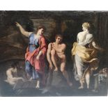 After Annibale Carracci - an old oil on re-lined canvas - 'Hercules at the Crossroads', the seated