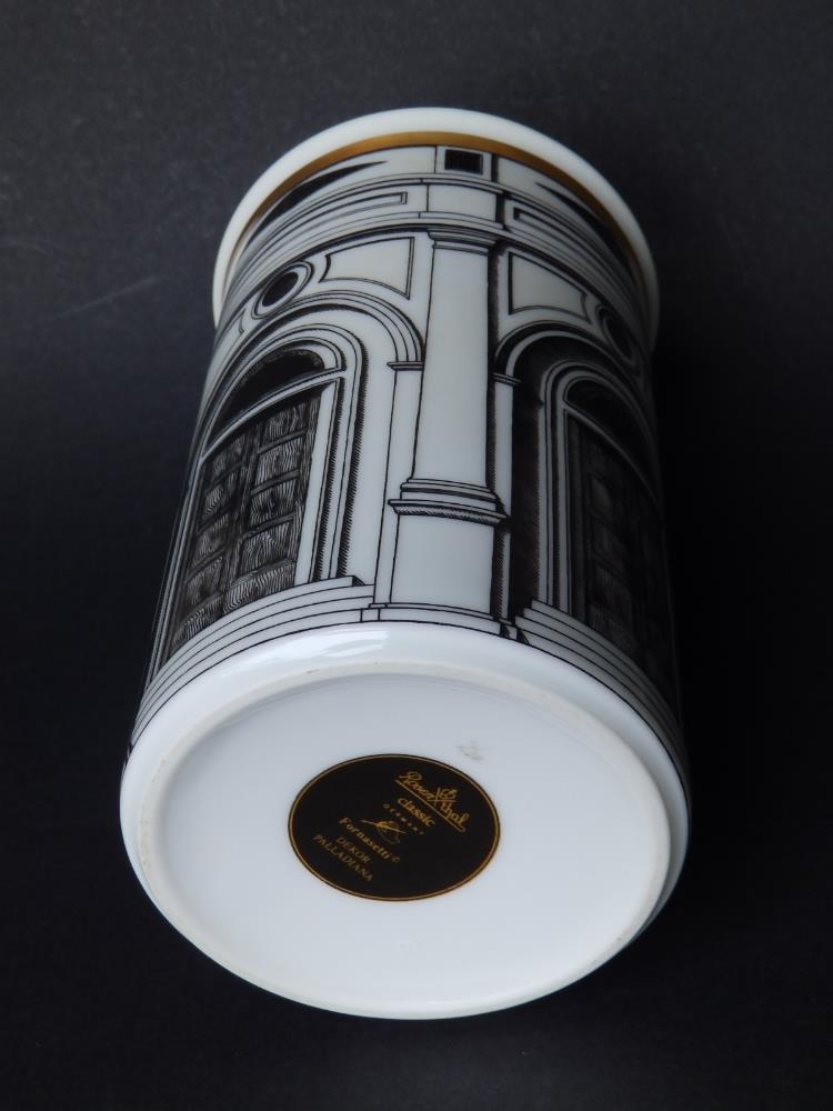 A Rosenthal Fornasetti 'Dekor Palladiana' cylinder vase, 5.5" high. - Image 2 of 2