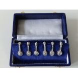 A modern cased set of six silver napkin clips - PGK, Birmingham, 1.5". (6)