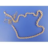 A modern yellow 750 metal rope twist necklace, 17" .