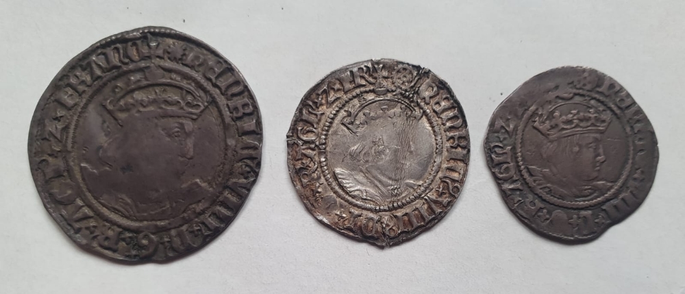 A Henry VIII groat and two half groats. (3)